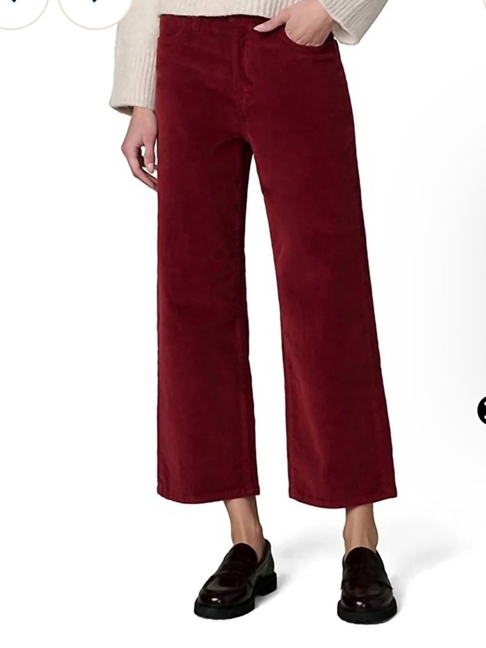 Joe’s Jeans Blake High Rise Wide Leg Crop Corduroy Pants Syrah Size 26 NWT